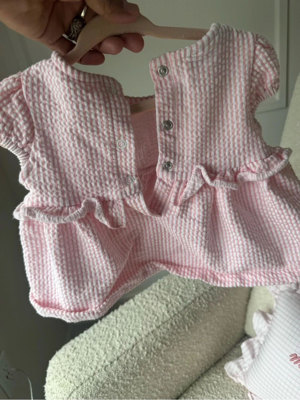 Tommy Hilfiger Pink Seersucker Diaper Cover Set